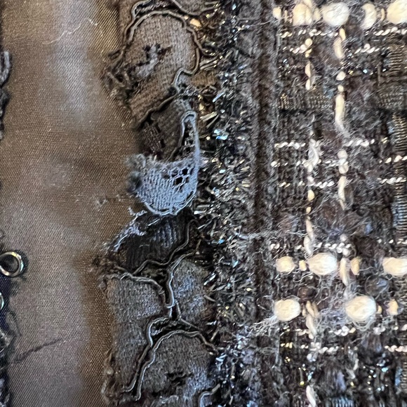 Carolina Herrera Collarlesss Metallic Check Tweed Crop Jacket - Picture 13 of 16